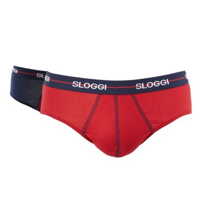 Sloggi Pack of two navy and red briefs
